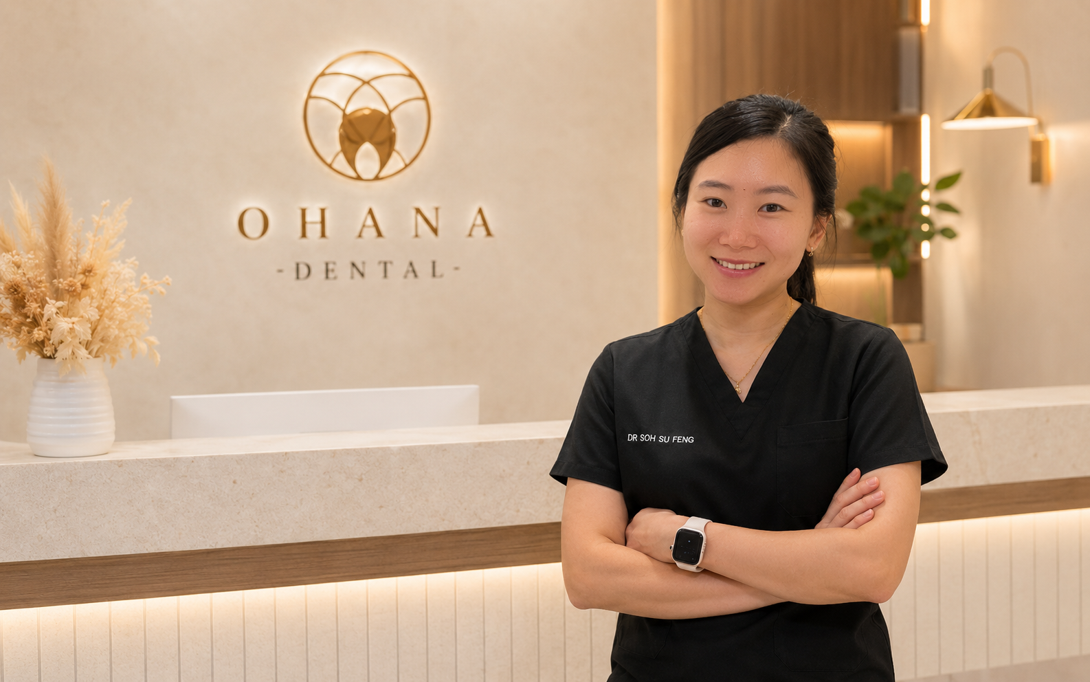 Dr Tiffany Soh at Ohana Care Dental reception
